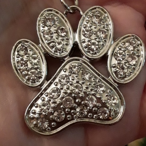 NWOT Rhinestone 2 sided PAW PRINT Key Ring / Chain - Picture 7 of 8